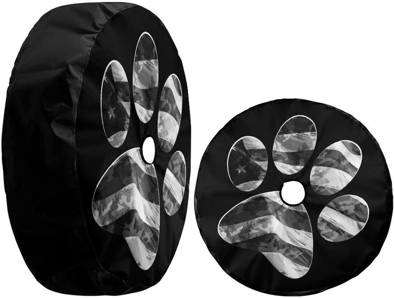 Foruidea Paws US American Flag Spare Tire Cover with Backup Camera Hole Wheel Tire Cover Fit Trailer, RV, SUV and Many Vehicle 18inch - Image 3